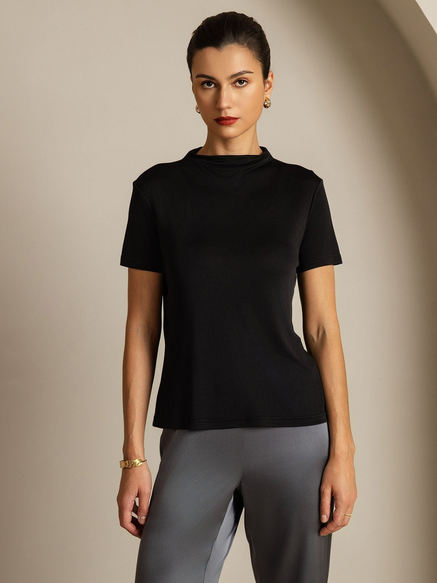 [Svart] SilkSilky-NO Silke Womens T-Shirt 003