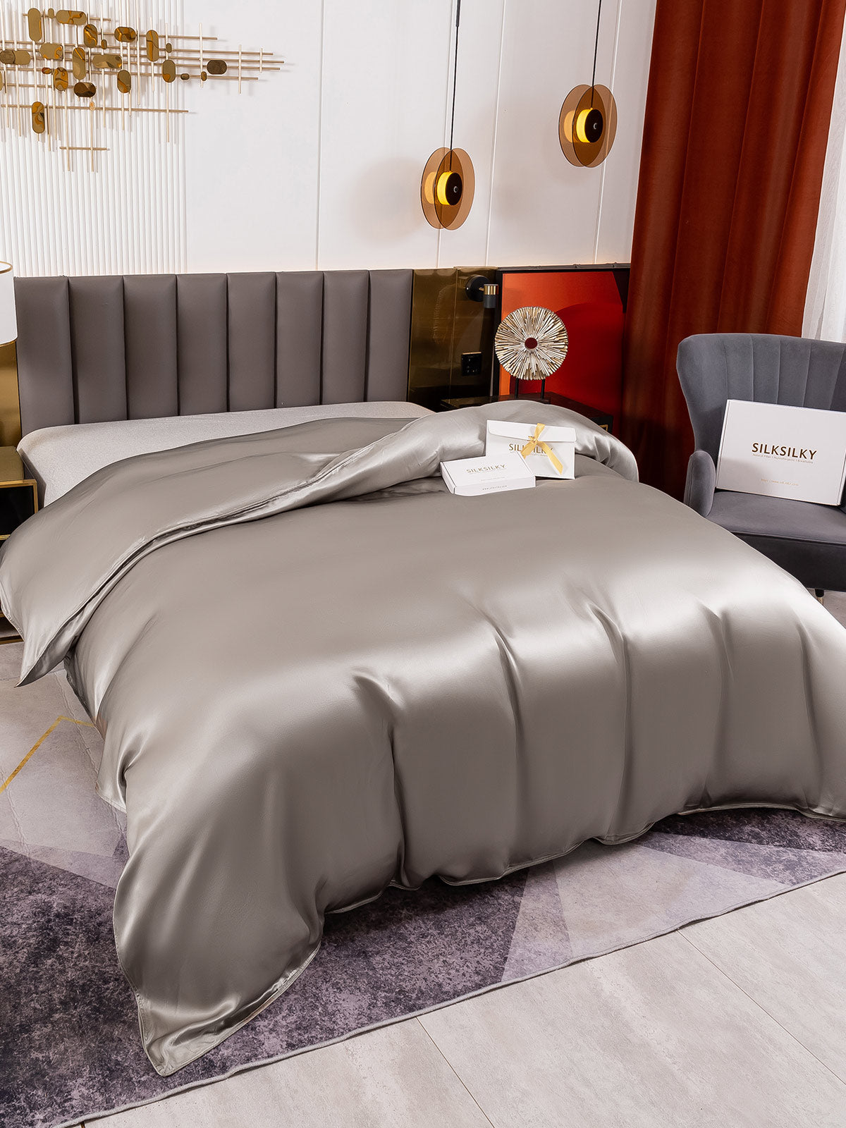 [Grå] SilkSilky-NO 19Momme Duvet Cover 001