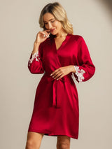 [Vin] SilkSilky-NO 3/4 Sleeve Morgenkåpe for Kvinner 003