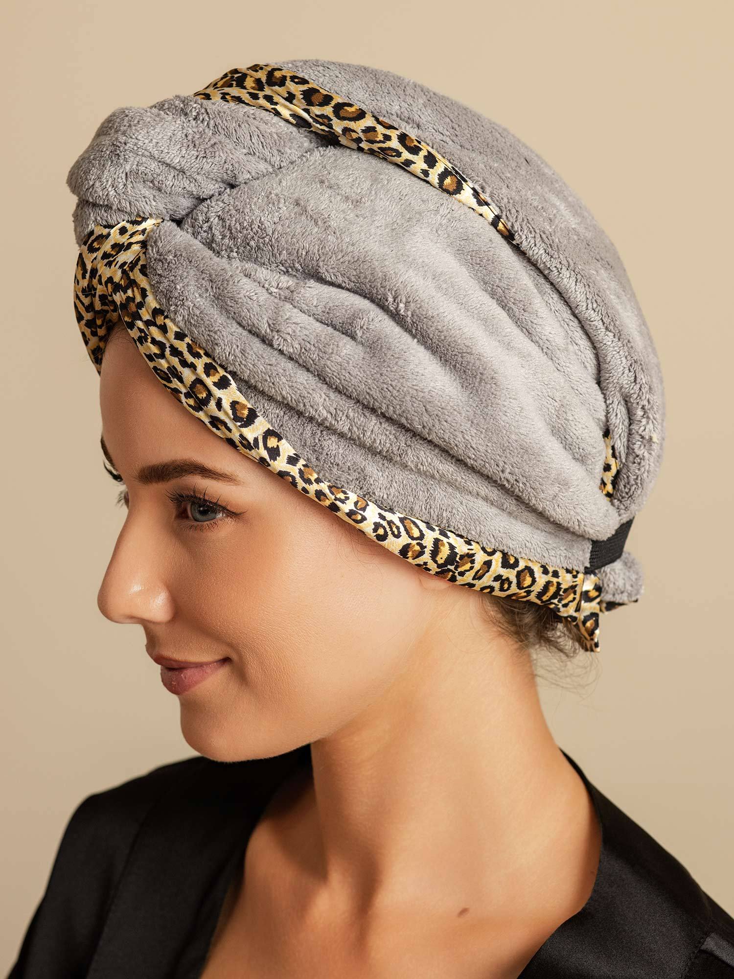 [Leopard] SilkSilky-NO Silke Hair Towel Wrap 002,