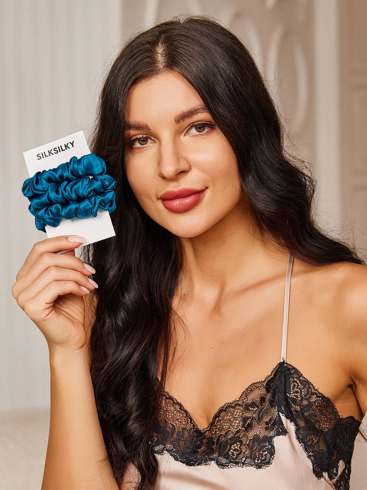 [Blågrønn] SilkSilky-NO 19Momme Scrunchie 001
