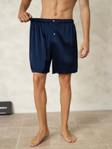 [Mørke blå] SilkSilky-NO Men's Sleep Shorts 005