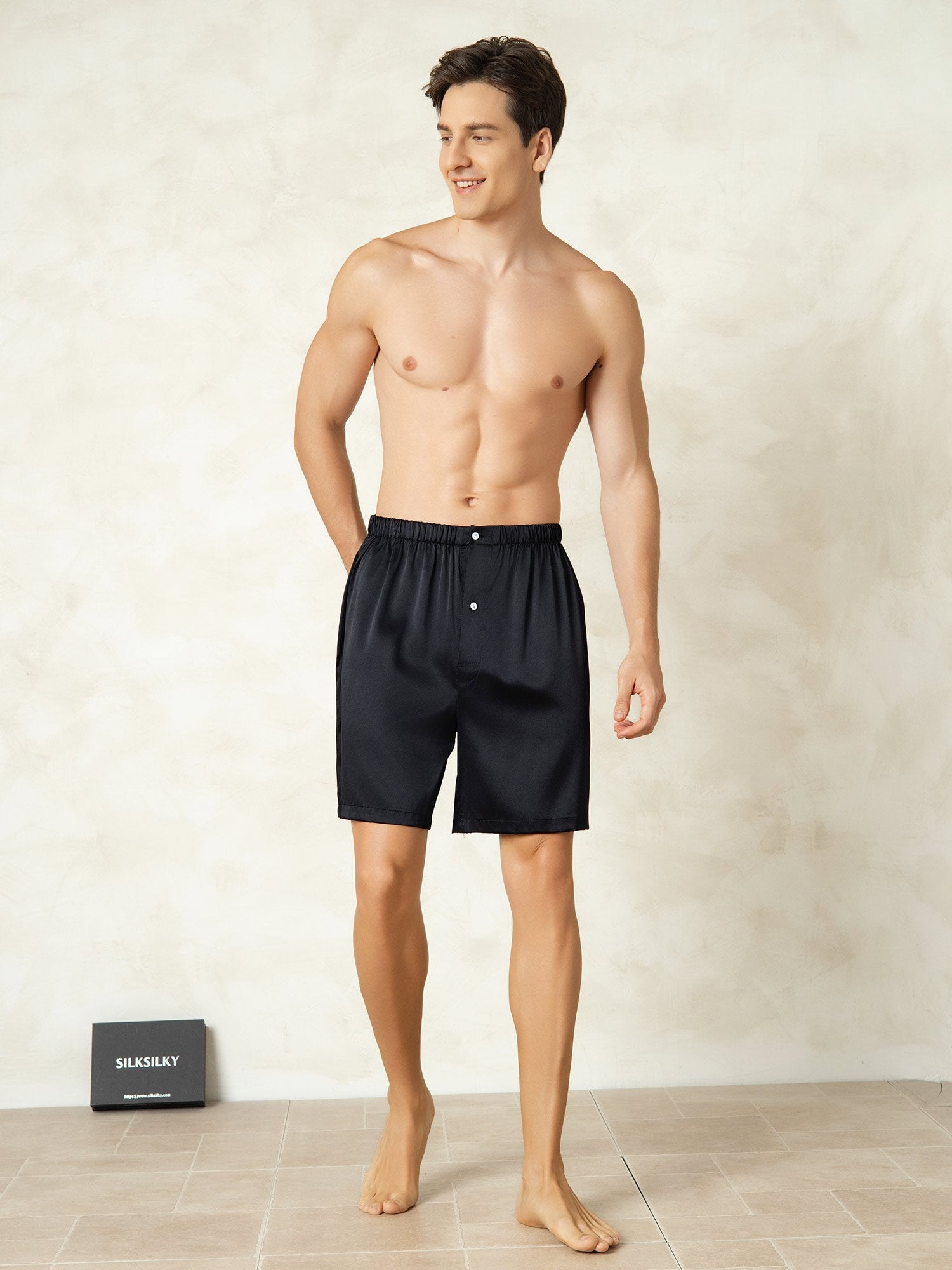 [Svart] SilkSilky-NO Silke Mens Sleep Bottoms 003