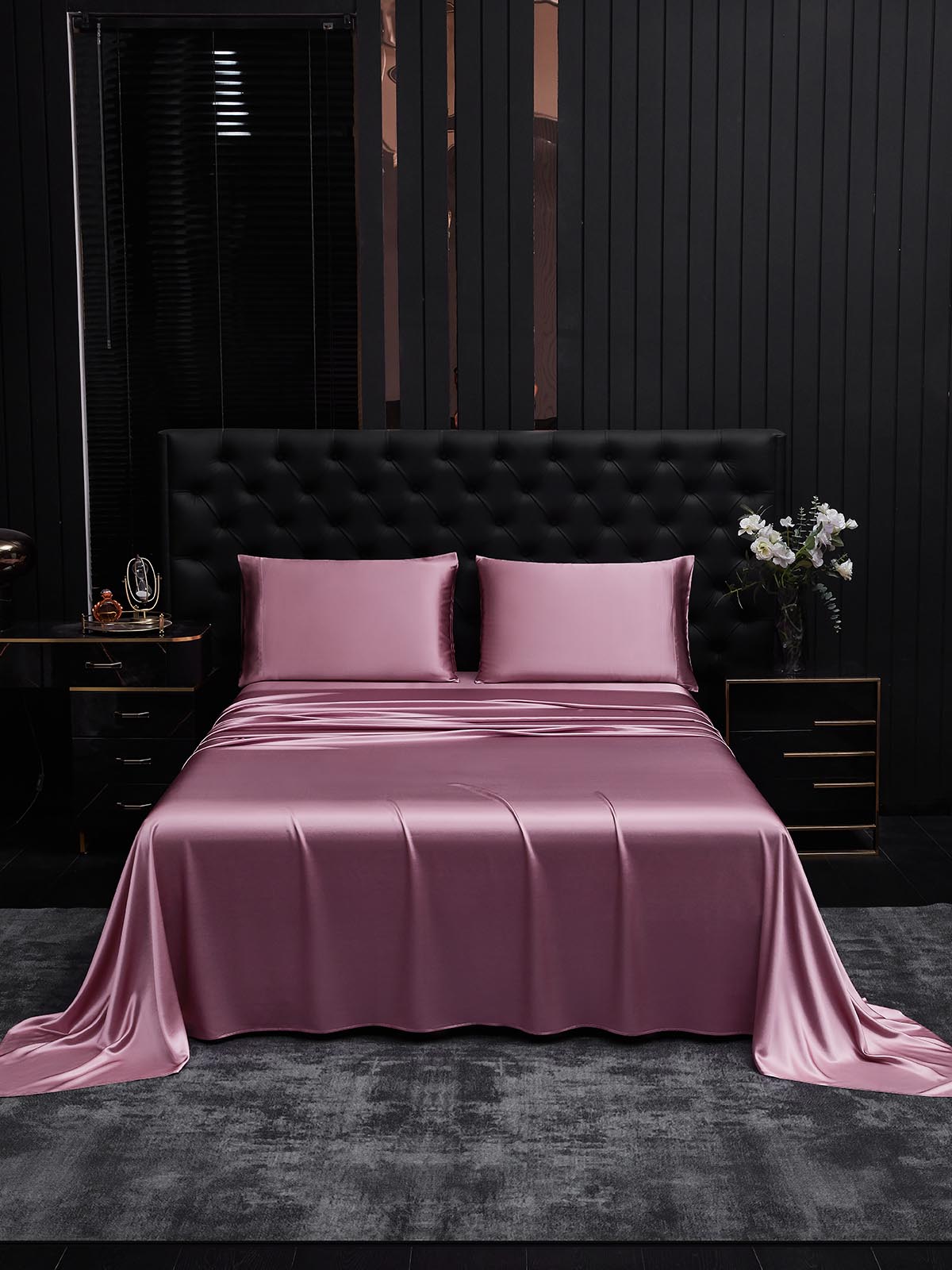 [Blek Mauve] SilkSilky-NO 19Momme Pure Silk Bedding Set 002