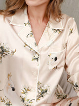 [Lyserosa] SilkSilky-NO Long Sleeve Lapel Collar Pyjamas for Kvinner 006