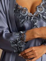 [Stål Blå] SilkSilky-NO Silke Womens Pajamas 004