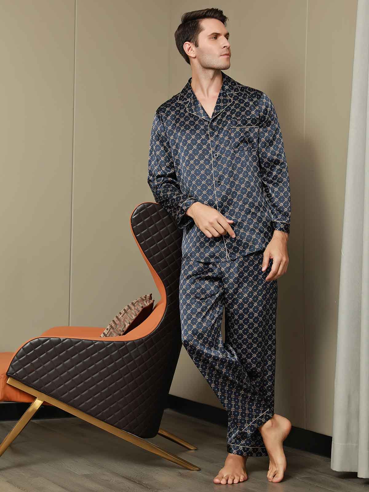 [Marine Kjede] SilkSilky-NO Mens Pajamas 001