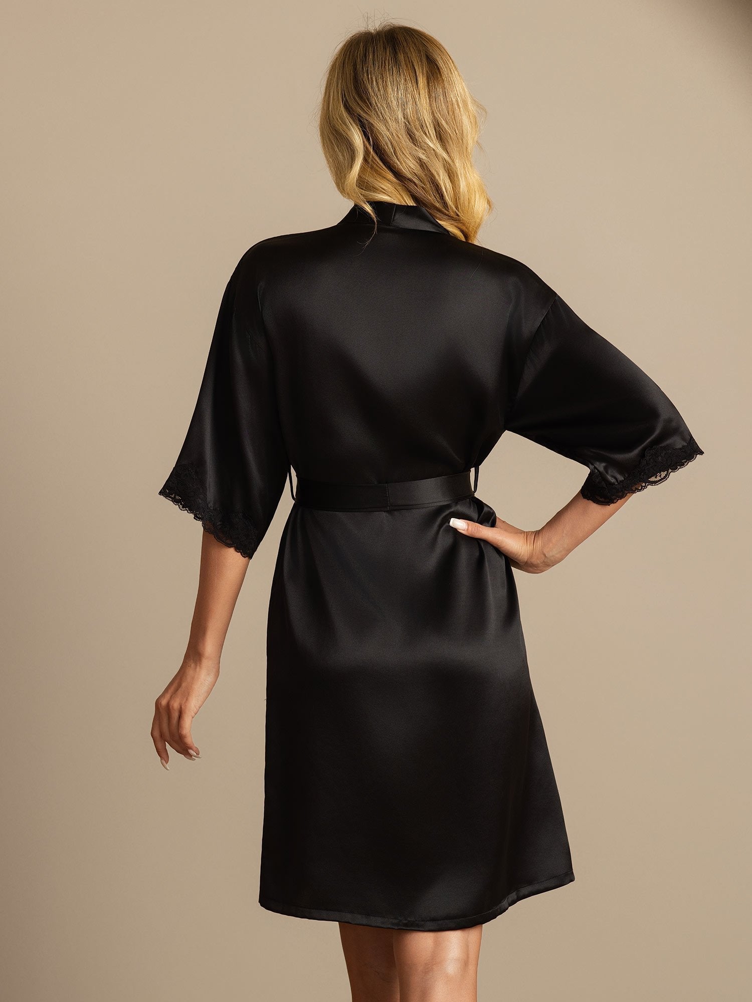 [Svart] SilkSilky-NO Silke Womens Robe 002