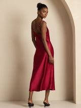 [Vin] SilkSilky-NO Spaghetti Strap V Neck Kjole 002