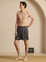 [Svart Ginkgo] SilkSilky-NO Men's Sleep Shorts 006