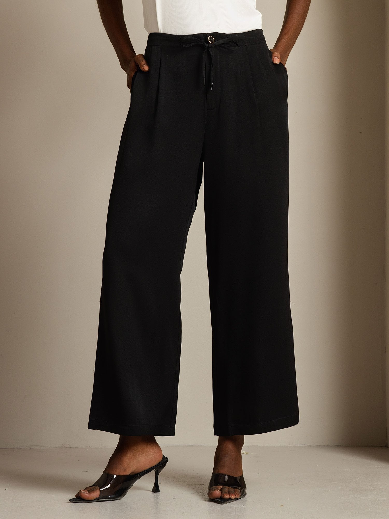 [Svart] SilkSilky-NO 19Momme Silke Womens Pants 001