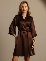 [Kaffe] SilkSilky-NO 3/4 Sleeve Morgenkåpe for Kvinner 005