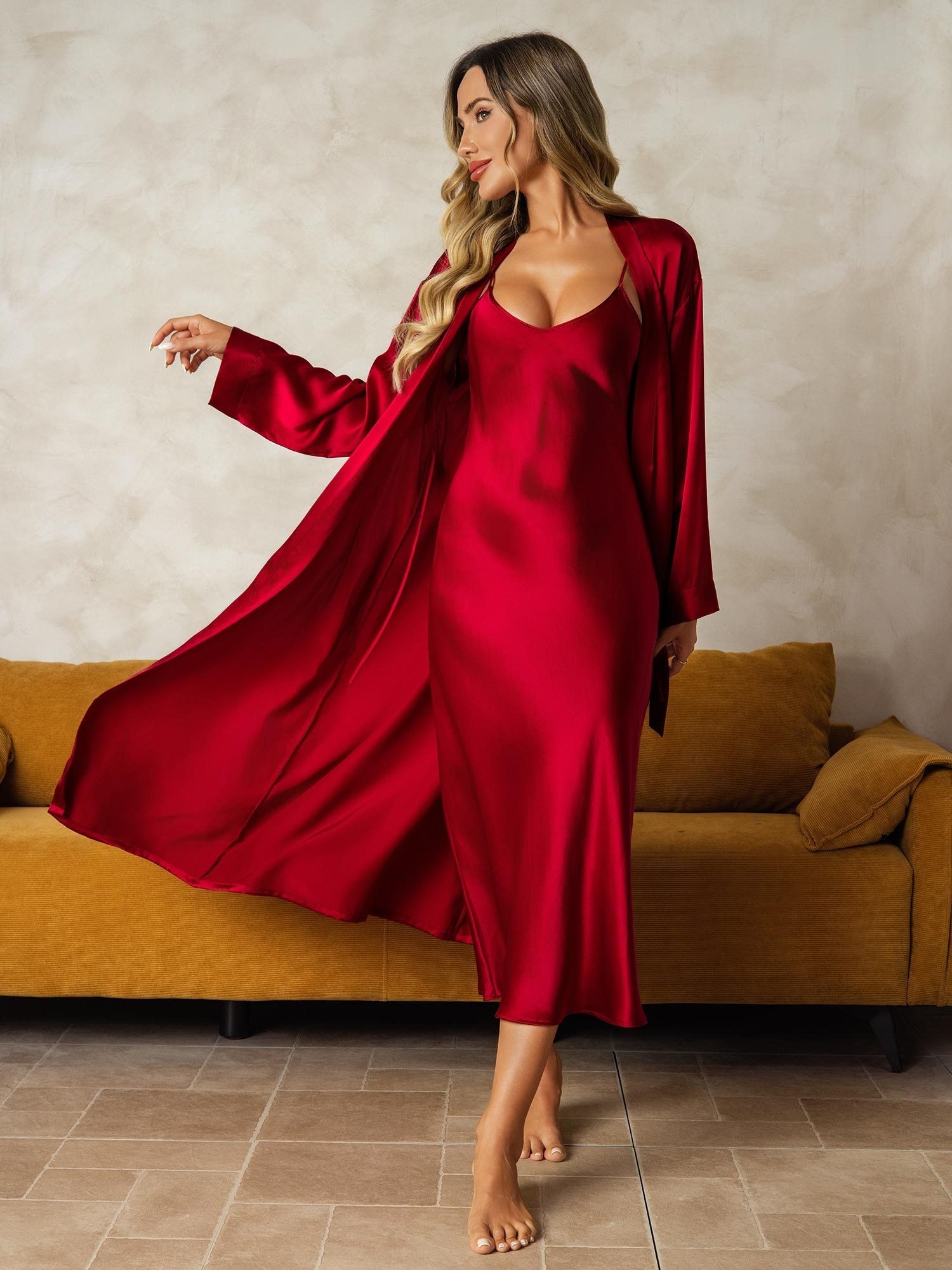 [Vin] SilkSilky-NO Silke Nightgown&Robe Set 001