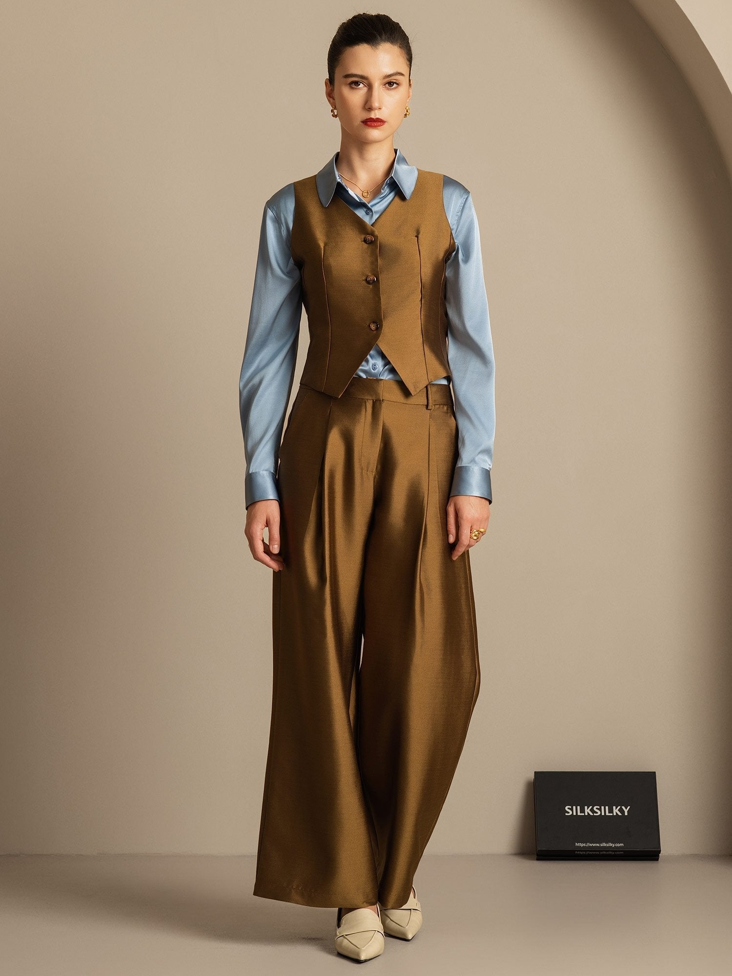 [Bronse] SilkSilky-NO 32Momme Silk-Wool Blend Womens Vest 001,