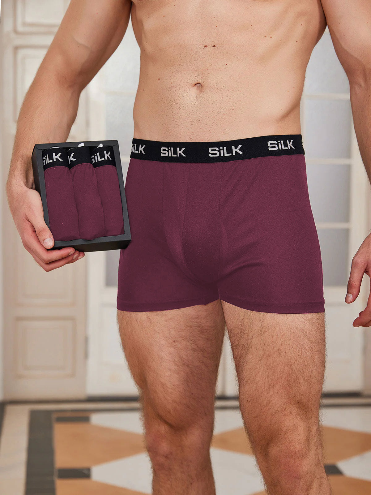 3-Pakning Herre Ultra Myke Komfortable Boxershorts i Ren Silke