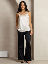 [Lysegrå] SilkSilky-NO 19Momme Spaghetti Stropp Dyp Rund Halsutringning Camisole Topp 003