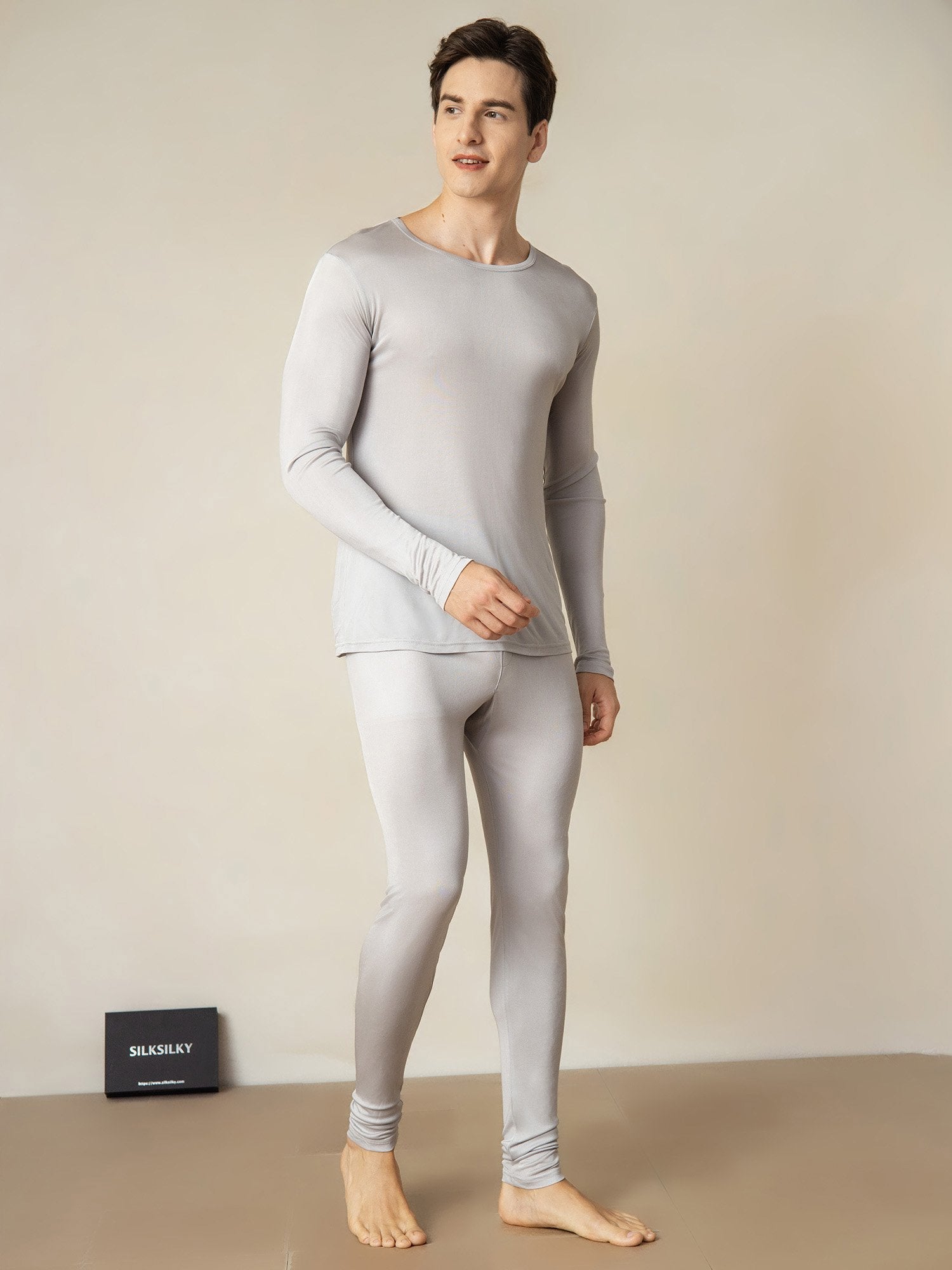 [Sølv] SilkSilky-NO Silke Mens Pajamas 001