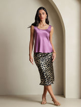 [Mørklilla] SilkSilky-NO 19Momme Ermeløs Dyp Rund Halsutringning Camisole Topp 008