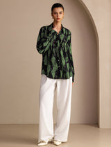 [Sort Mose] SilkSilky-NO Long Sleeve Lapel Collar Bluse 005