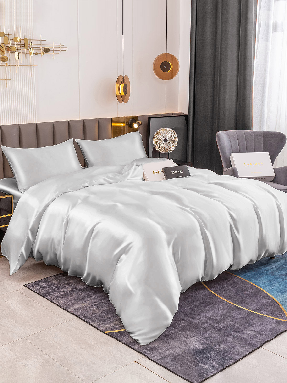 [Sølv] SilkSilky-NO 19Momme Bedding Set 002