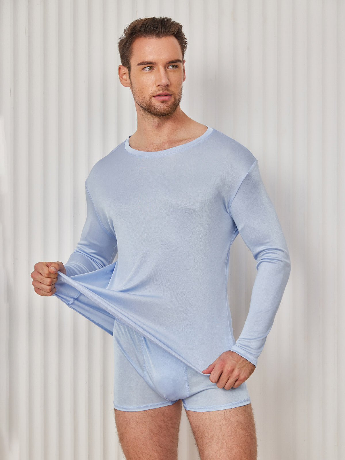 [Lyse Blå] SilkSilky-NO Mens T-Shirt 004
