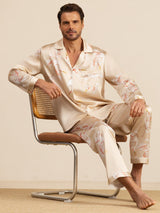 [Champagne] SilkSilky-NO Long Sleeve Notch Collar Pyjamas for menn 001