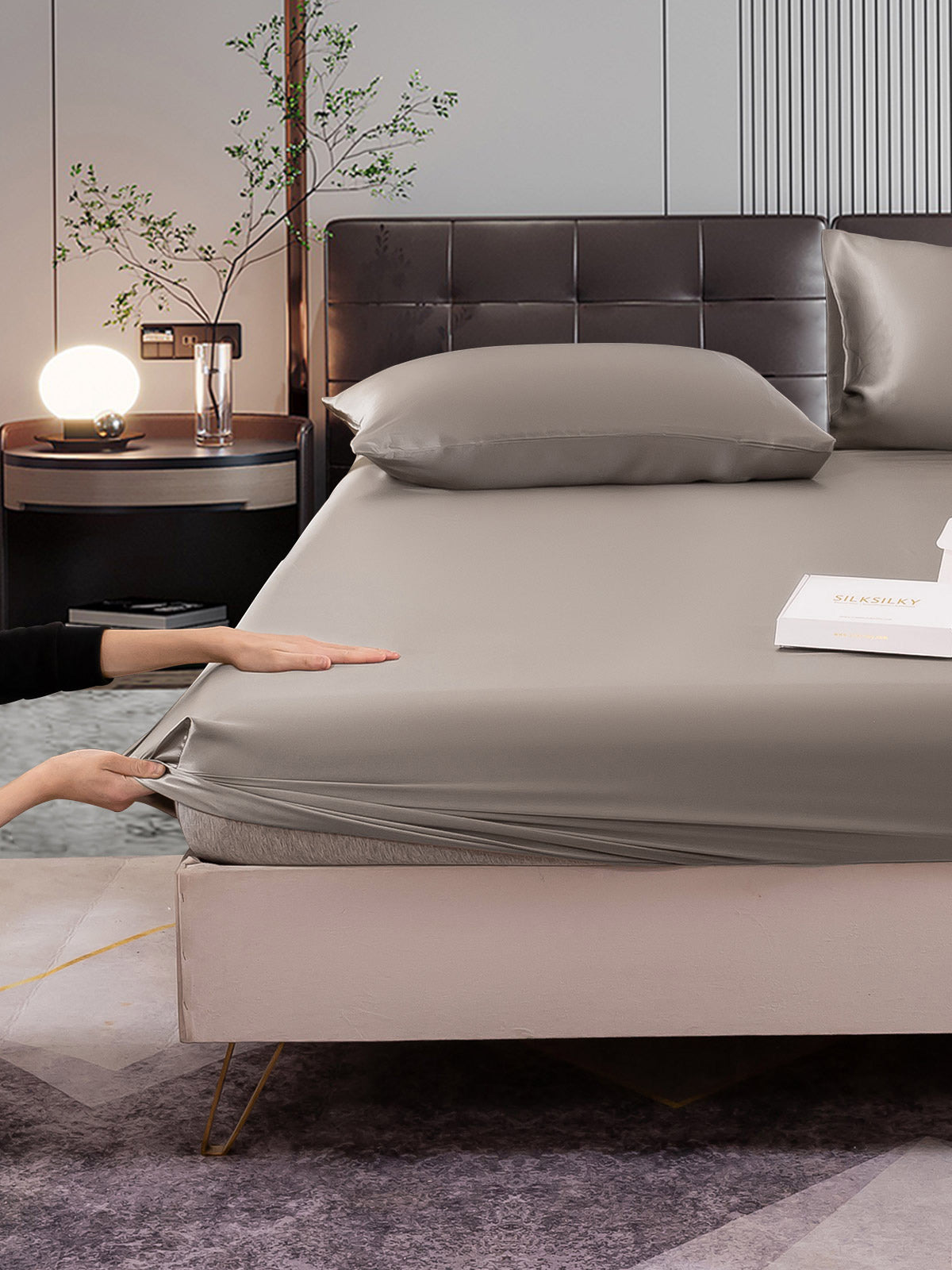 [Grå] SilkSilky-NO 22Momme Bedding Set 006