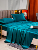 [Blågrønn] SilkSilky-NO 22Momme Bedding Set 006,