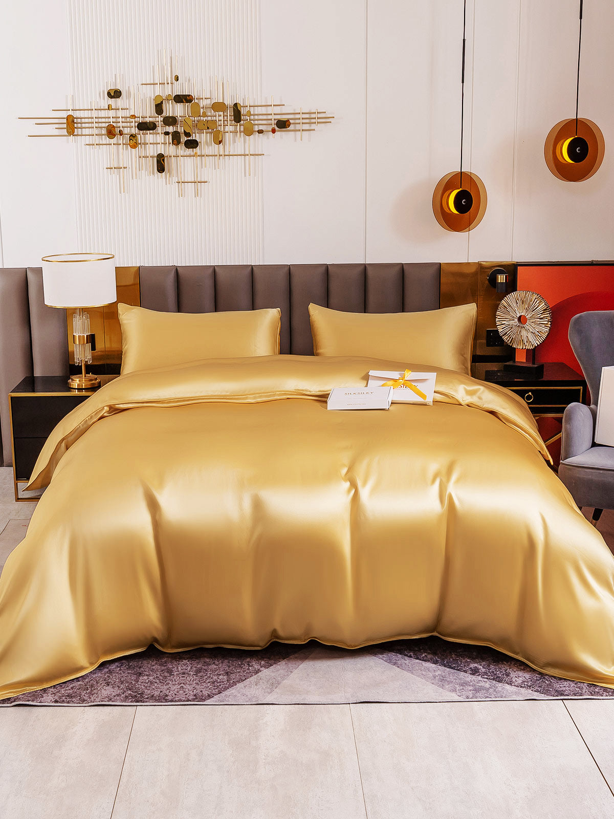 [Champagne] SilkSilky-NO 19Momme Bedding Set 005