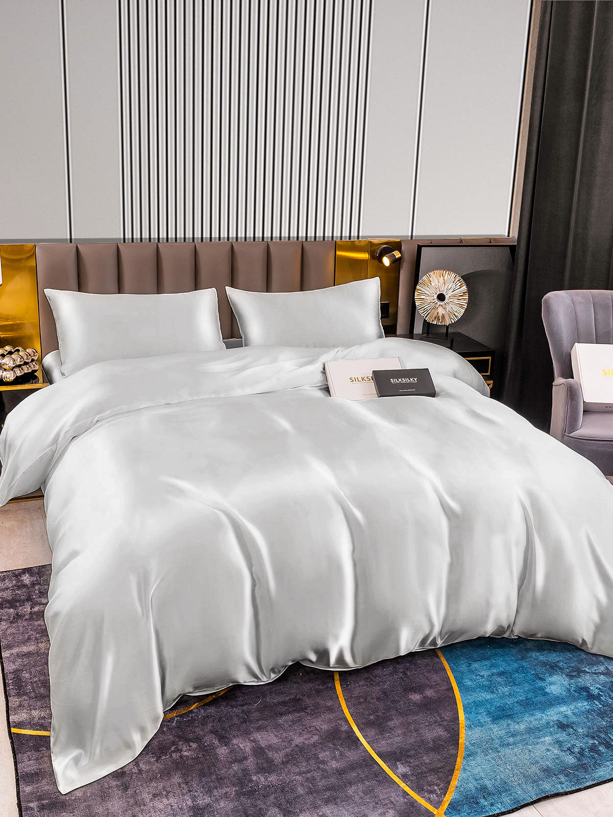 [Sølv] SilkSilky-NO 22Momme Bedding Set 004