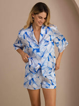 [Isblad] SilkSilky-NO Short Sleeve Notch Collar Pyjamas for Kvinner 003
