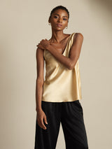 [Champagne] SilkSilky-NO Sleeveless V Neck Camisole Topp 007