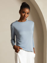 [Gråblå] SilkSilky-NO Silke Womens T-Shirt 007