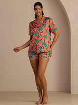 [Leireelefant] SilkSilky-NO Short Sleeve Lapel Collar Pyjamas for Kvinner 006