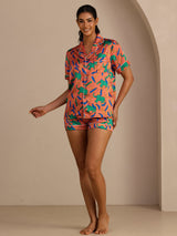 [Leireelefant] SilkSilky-NO Short Sleeve Lapel Collar Pyjamas for Kvinner 006