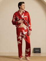 [Vin] SilkSilky-NO Long Sleeve Notch Collar Pyjamas for menn 005