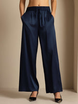 [Mørkeblå] SilkSilky-NO 19Momme Womens Pants 001