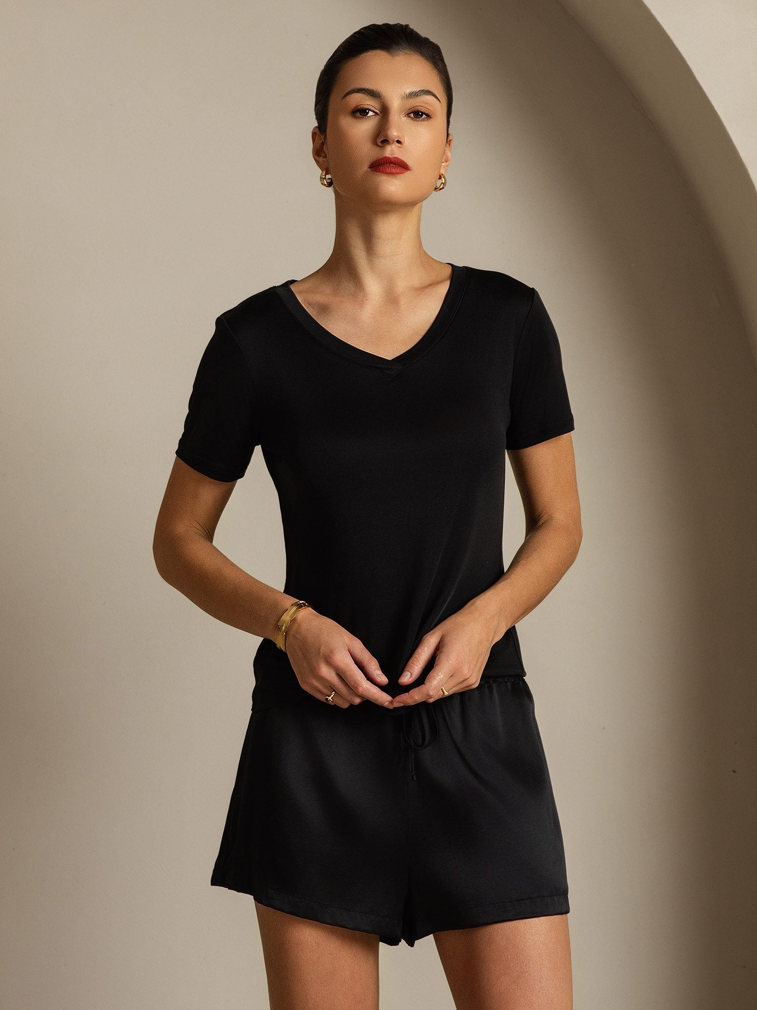 [Svart] SilkSilky-NO Silke Womens T-Shirt 006