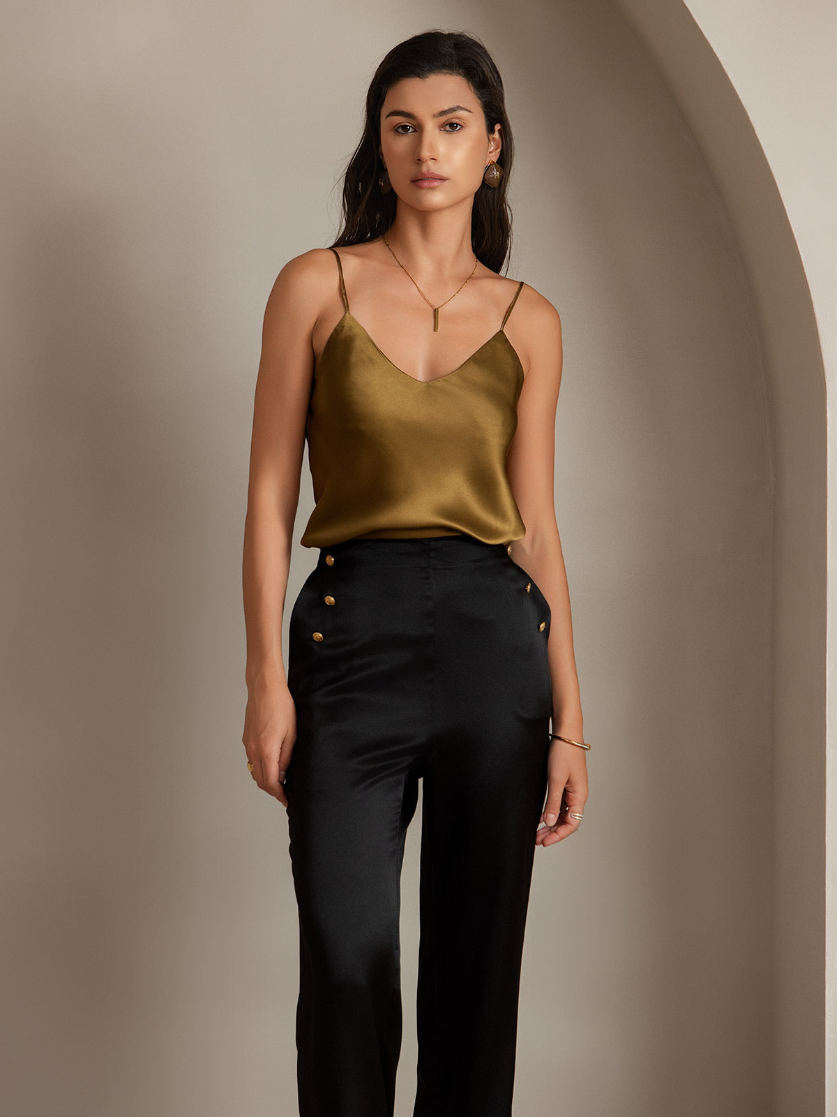[Svart] SilkSilky-NO 19Momme Silke Womens Pants 006