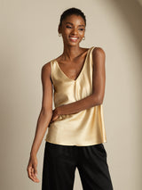 [Champagne] SilkSilky-NO Sleeveless V Neck Camisole Topp 005