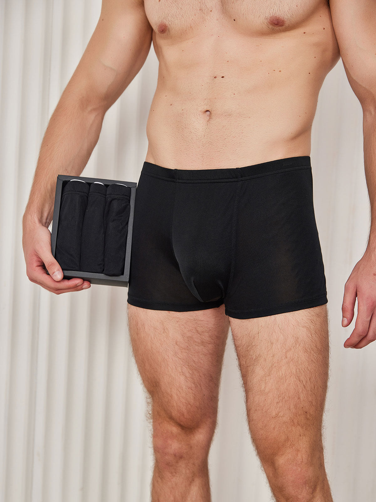 [Svart] SilkSilky-NO Mens Underwear 001