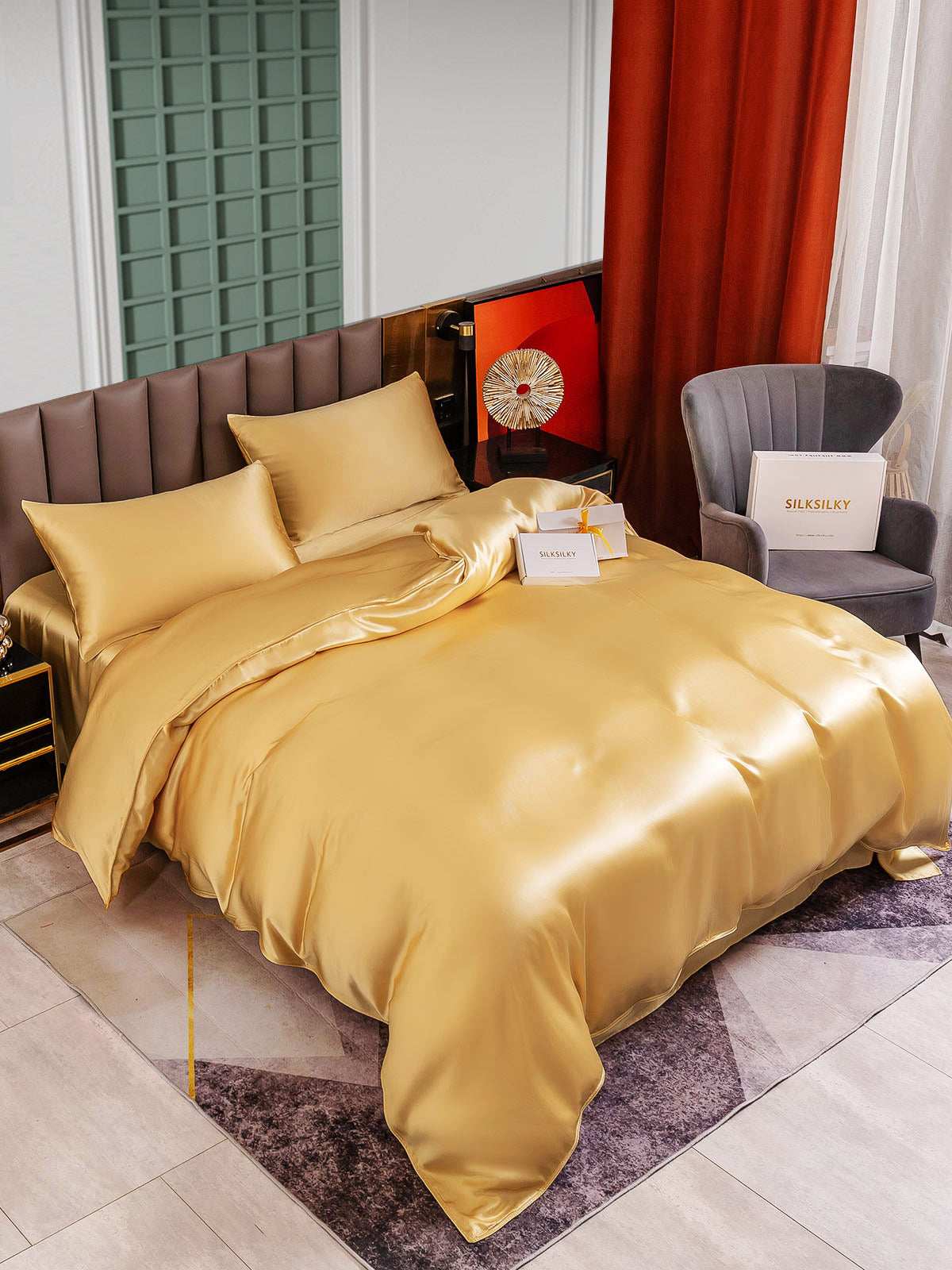 [Champagne] SilkSilky-NO 25Momme Bedding Set 004