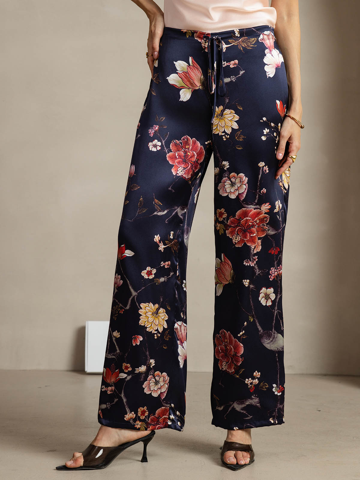 [Marine Blomster] SilkSilky-NO 19Momme Silke Womens Pants 001