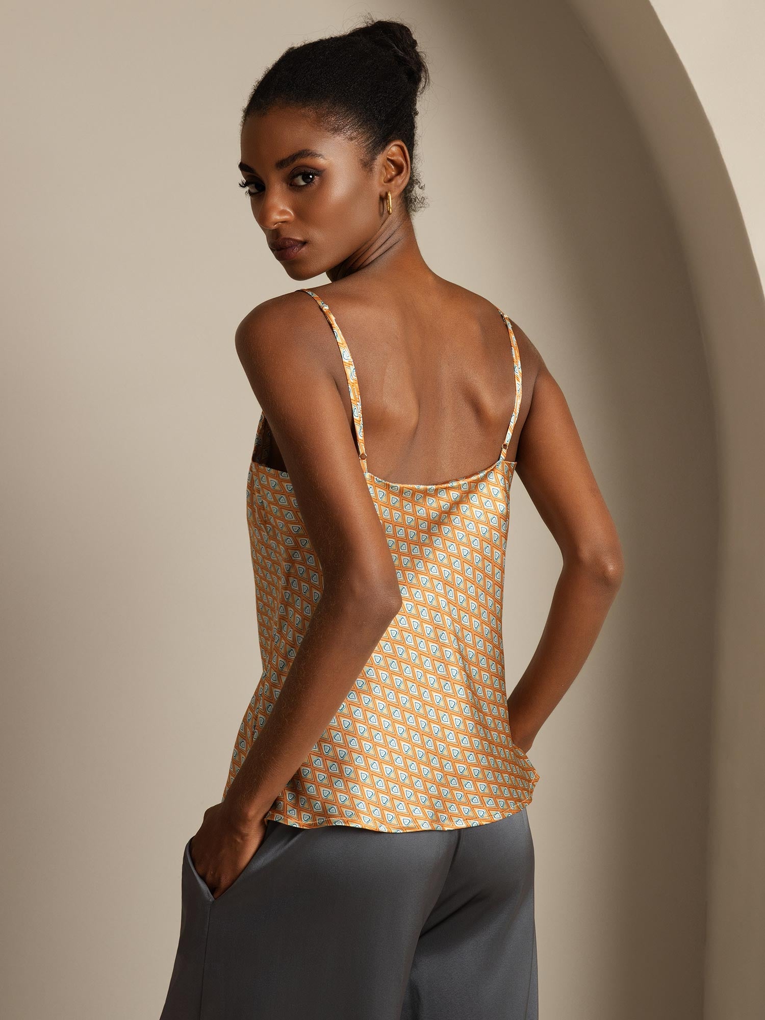 [Floral] SilkSilky-NO V-Hals Camisole Topp 002