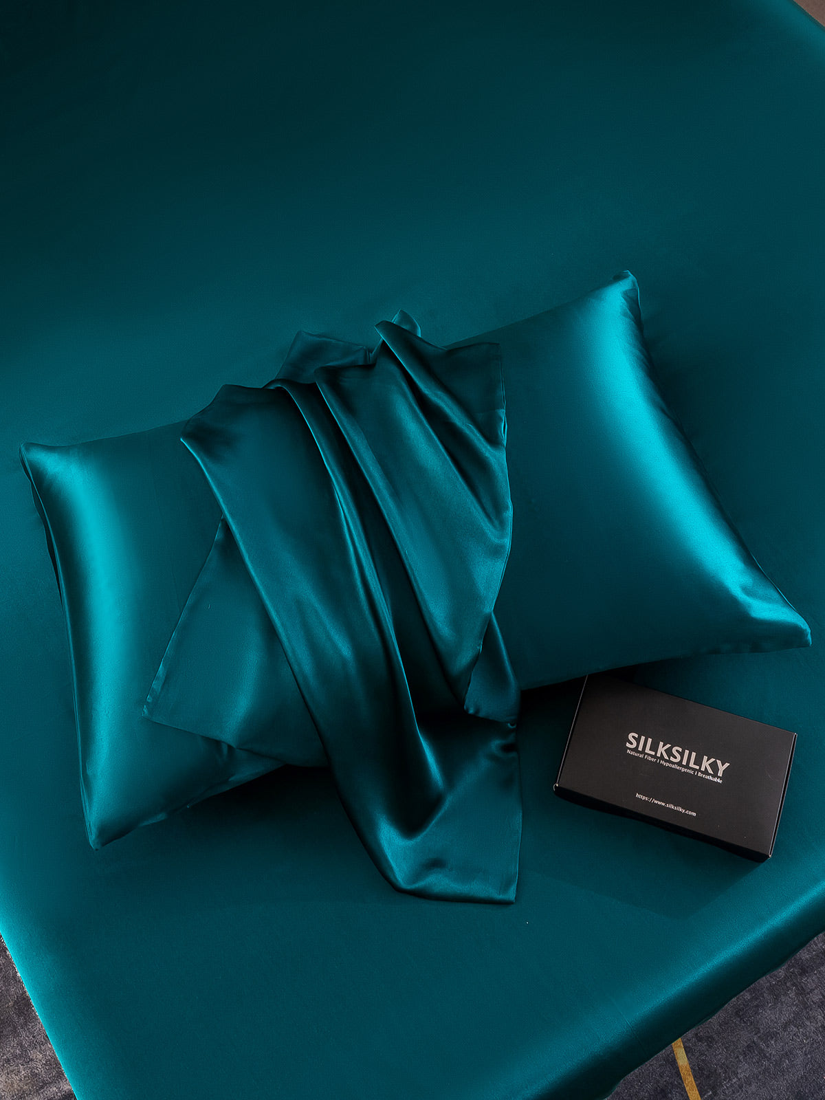 [Blågrønn] SilkSilky-NO 22Momme Pillowcase 004
