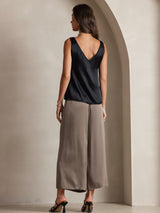 [Svart] SilkSilky-NO Sleeveless V Neck Camisole Topp 002
