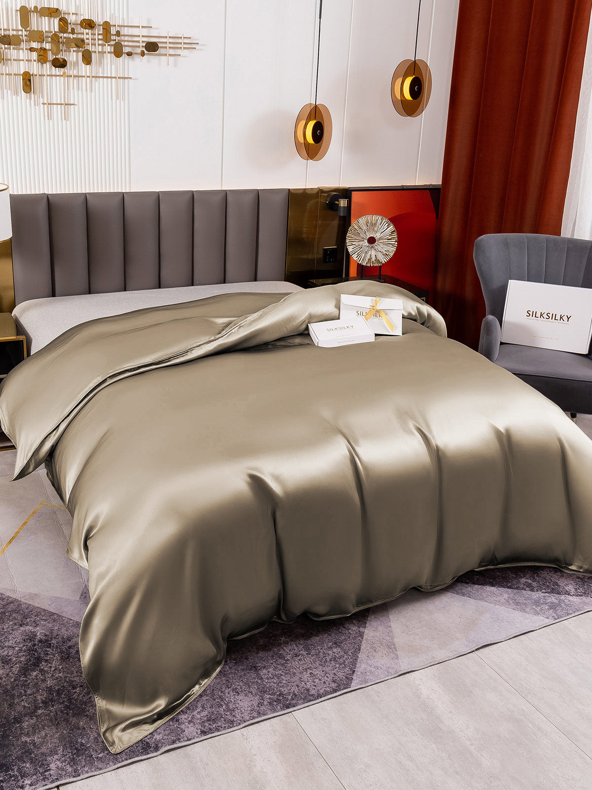 [Kaki] SilkSilky-NO 19Momme Duvet Cover 001