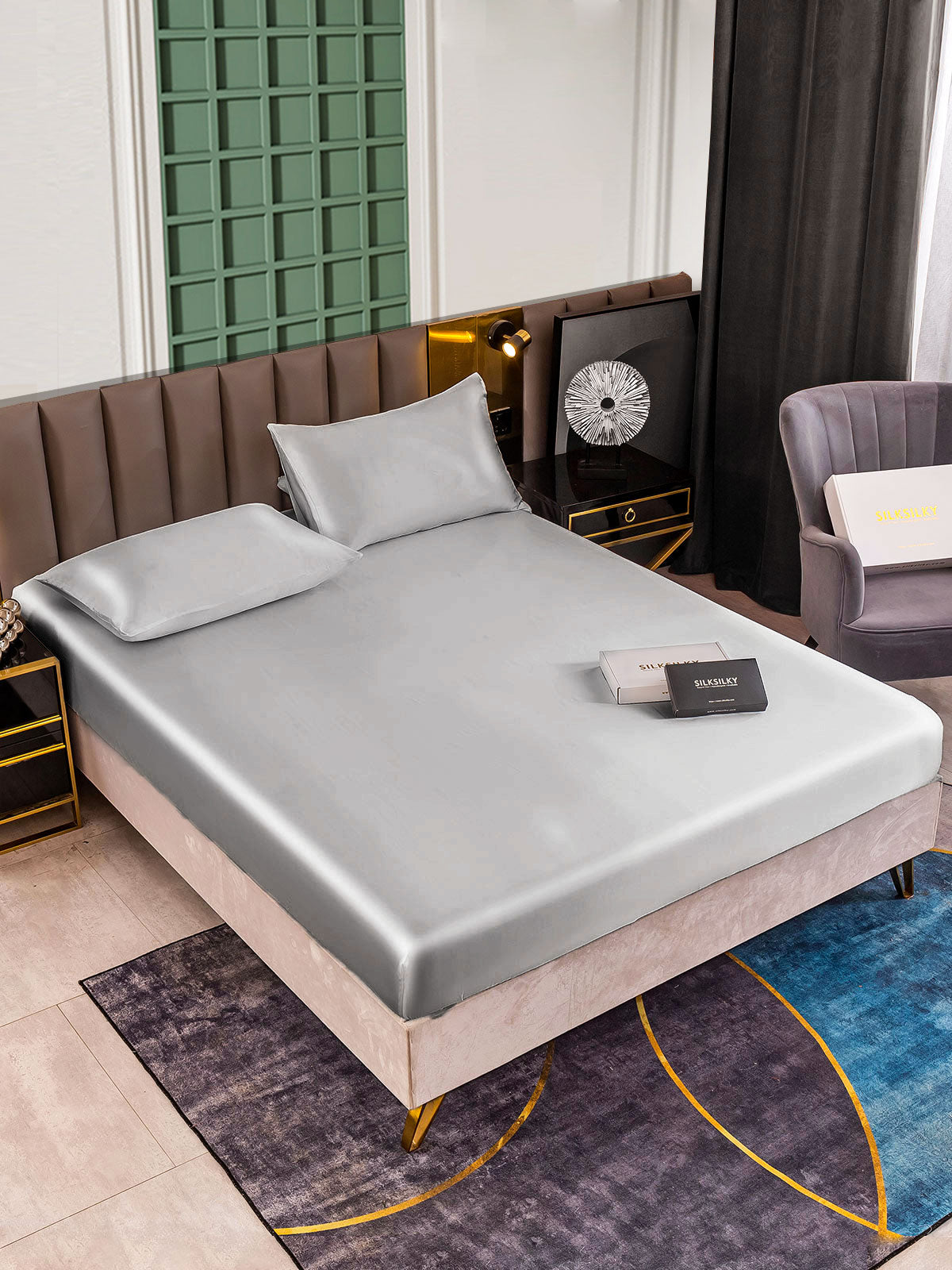 [Sølv] SilkSilky-NO 25Momme Bedding Set 001