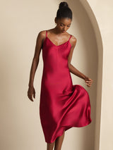 [Vin] SilkSilky-NO Spaghetti Strap V Neck Kjole 007