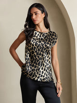 [Leopard] SilkSilky-NO 19Momme Silke Womens T-Shirt 005